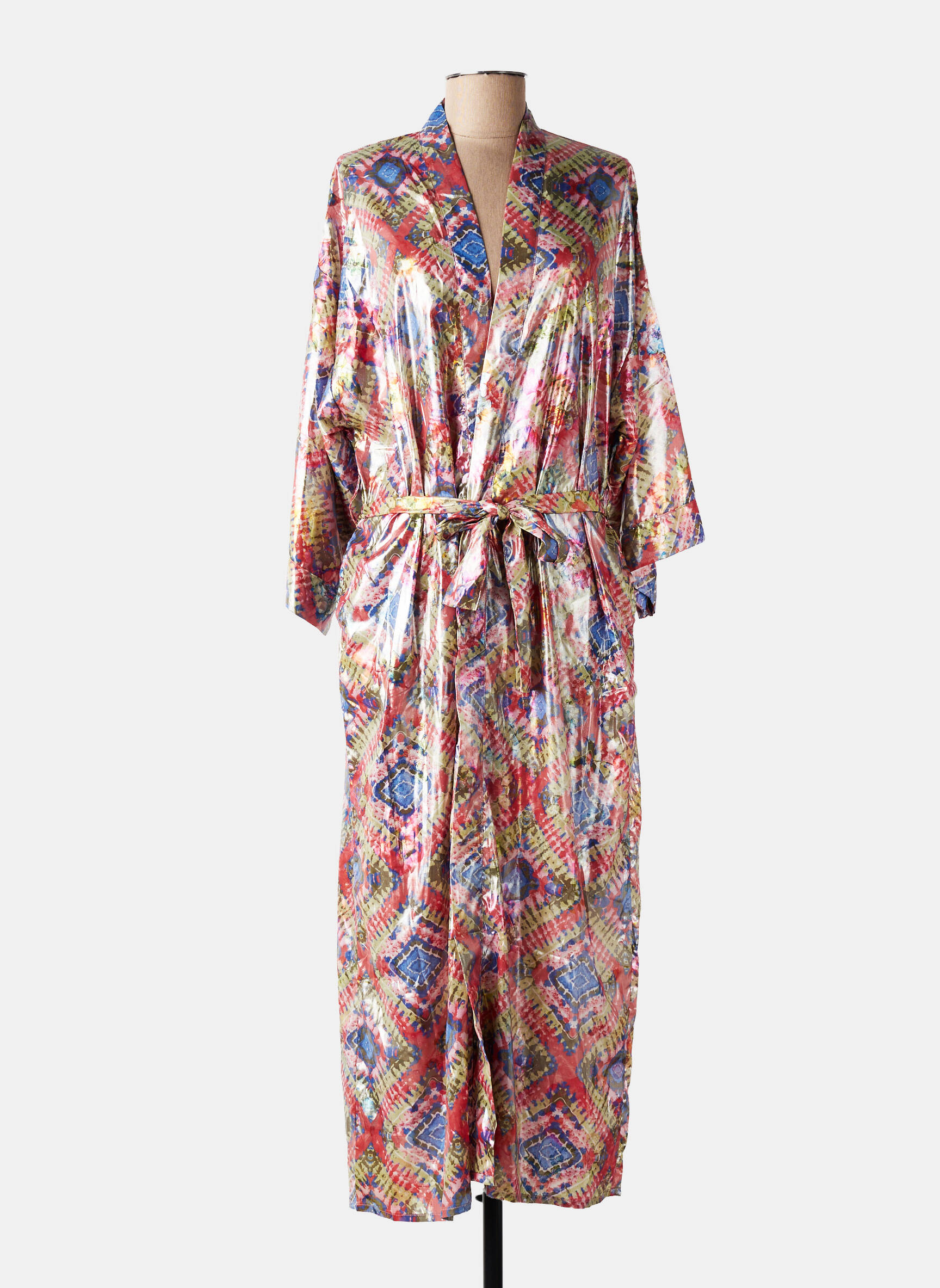 Veste kimono imprimé fantaisie rose BIANCA femme