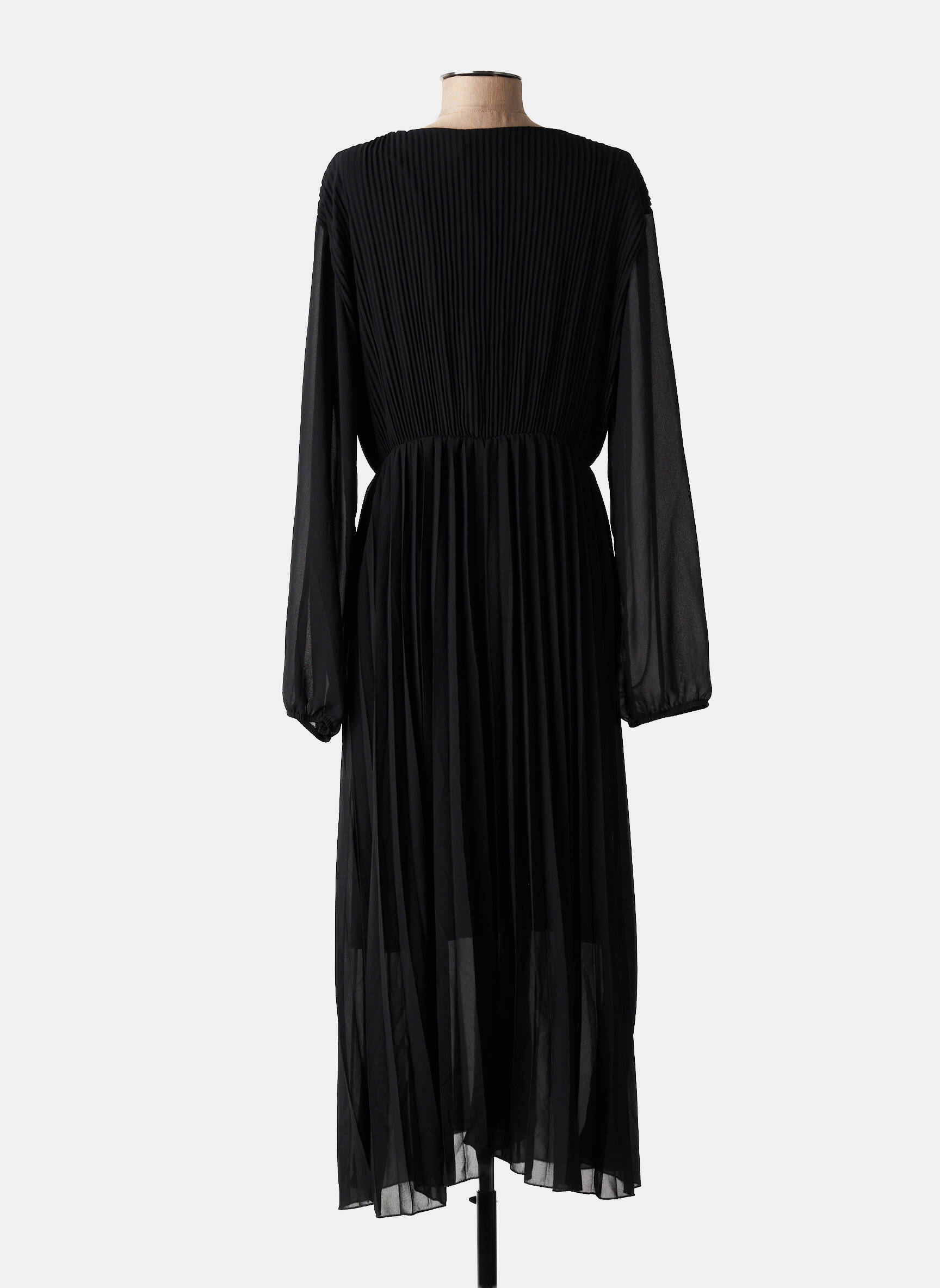 Robe longue manches longues manches longues noir C'MELODIE femme