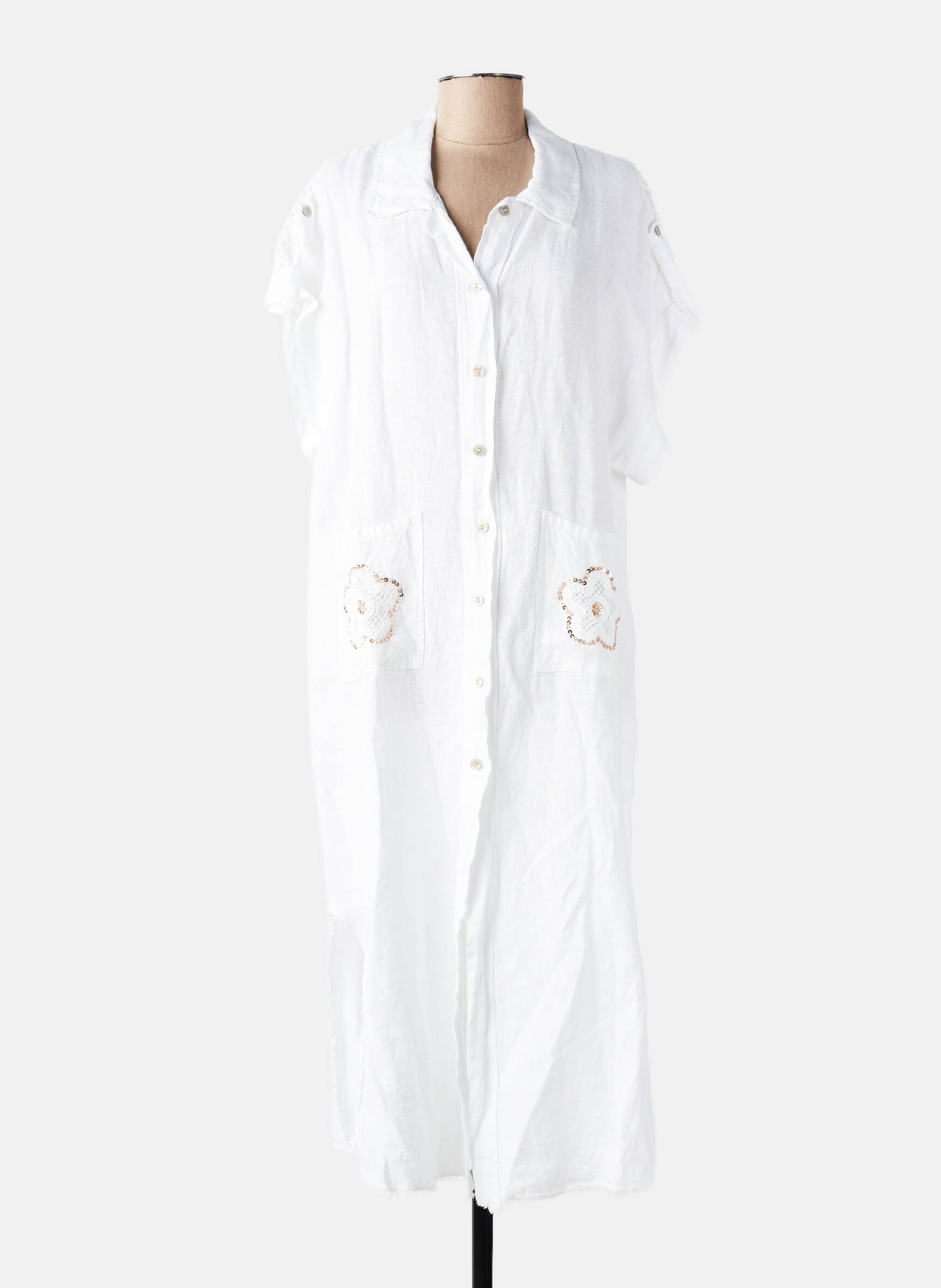 Robe longue manches courtes manches courtes blanc COUTUREVE femme