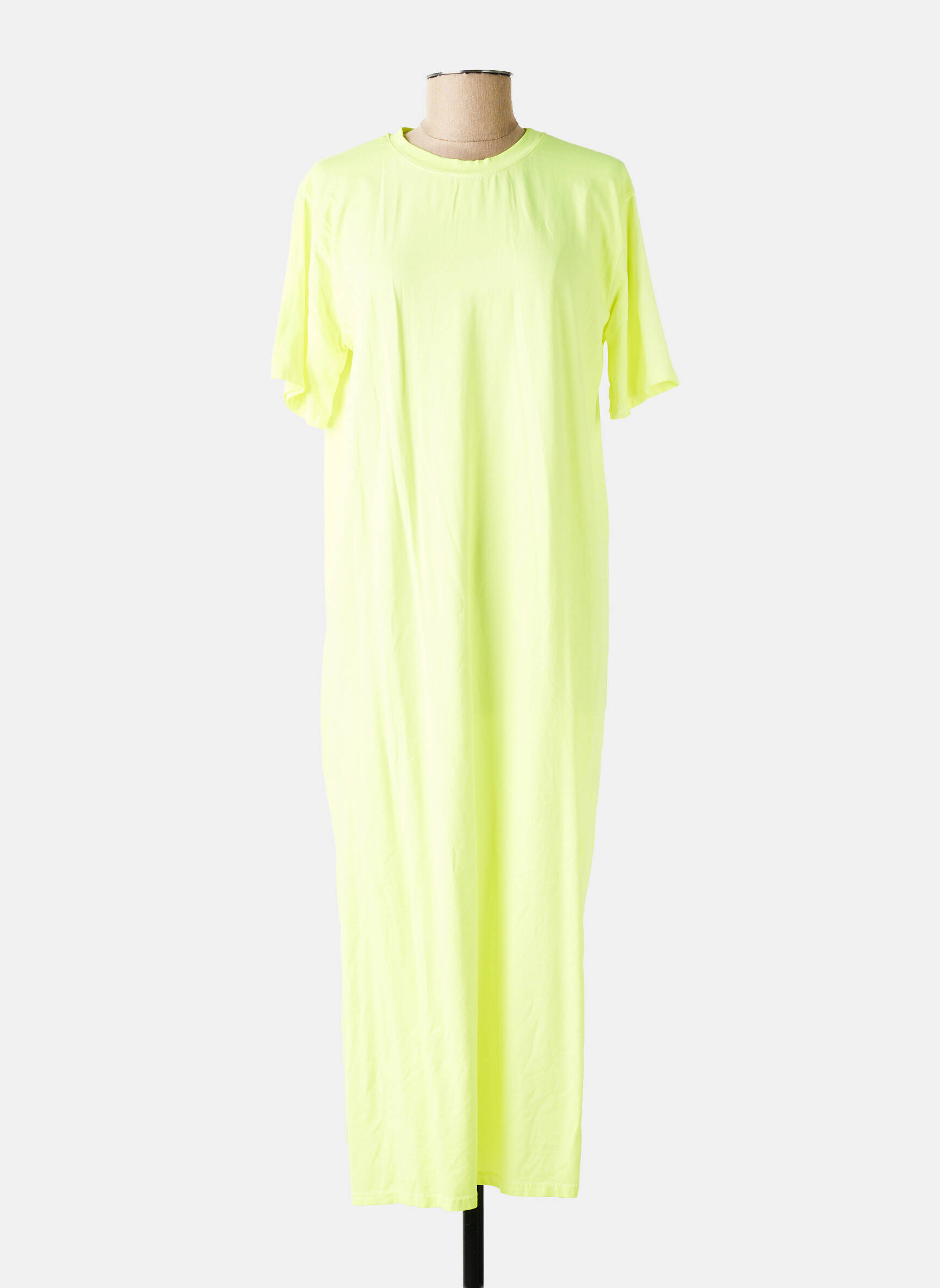 Robe longue manches courtes manches courtes jaune FARFALLA femme