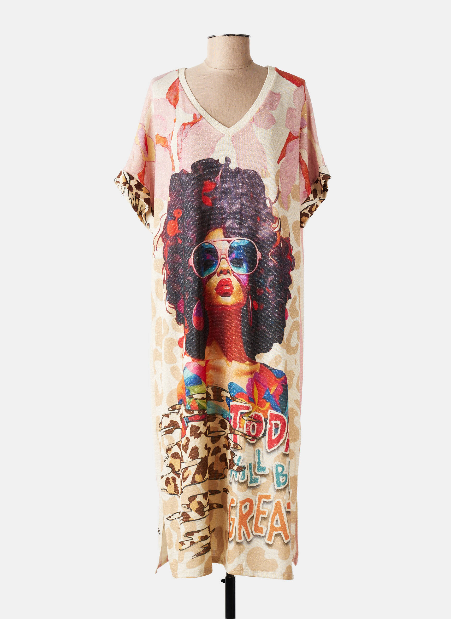 Robe longue manches courtes manches courtes rose NEW COLLECTION femme