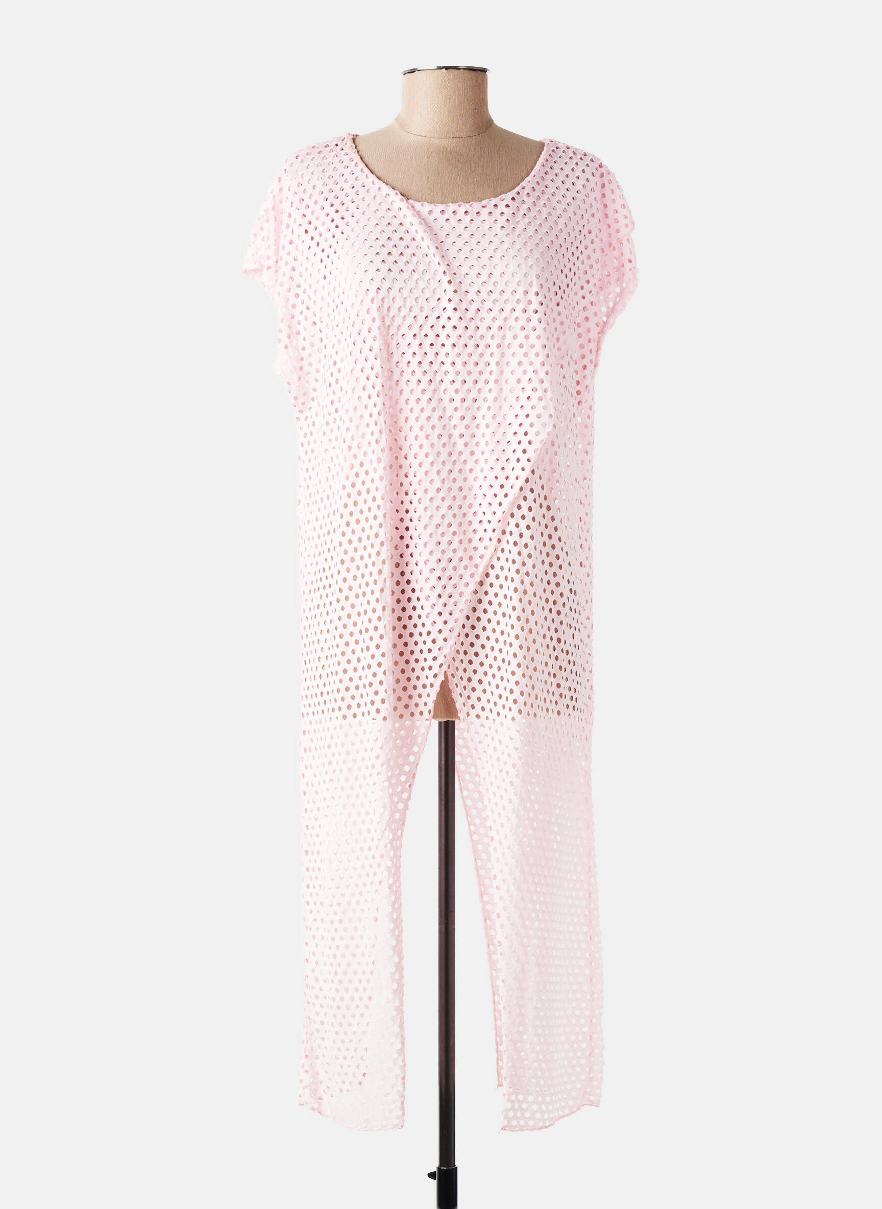 Tunique manches courtes légère et transparente rose NEW COLLECTION femme