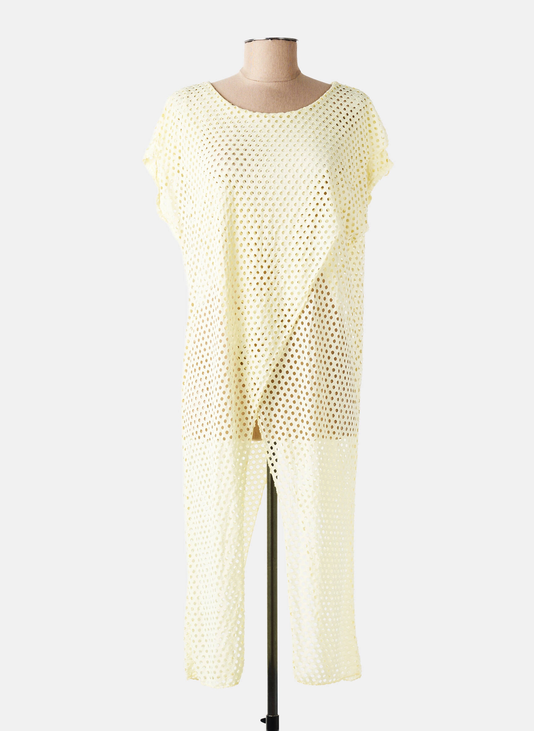 Tunique manches courtes légère et transparente jaune NEW COLLECTION femme