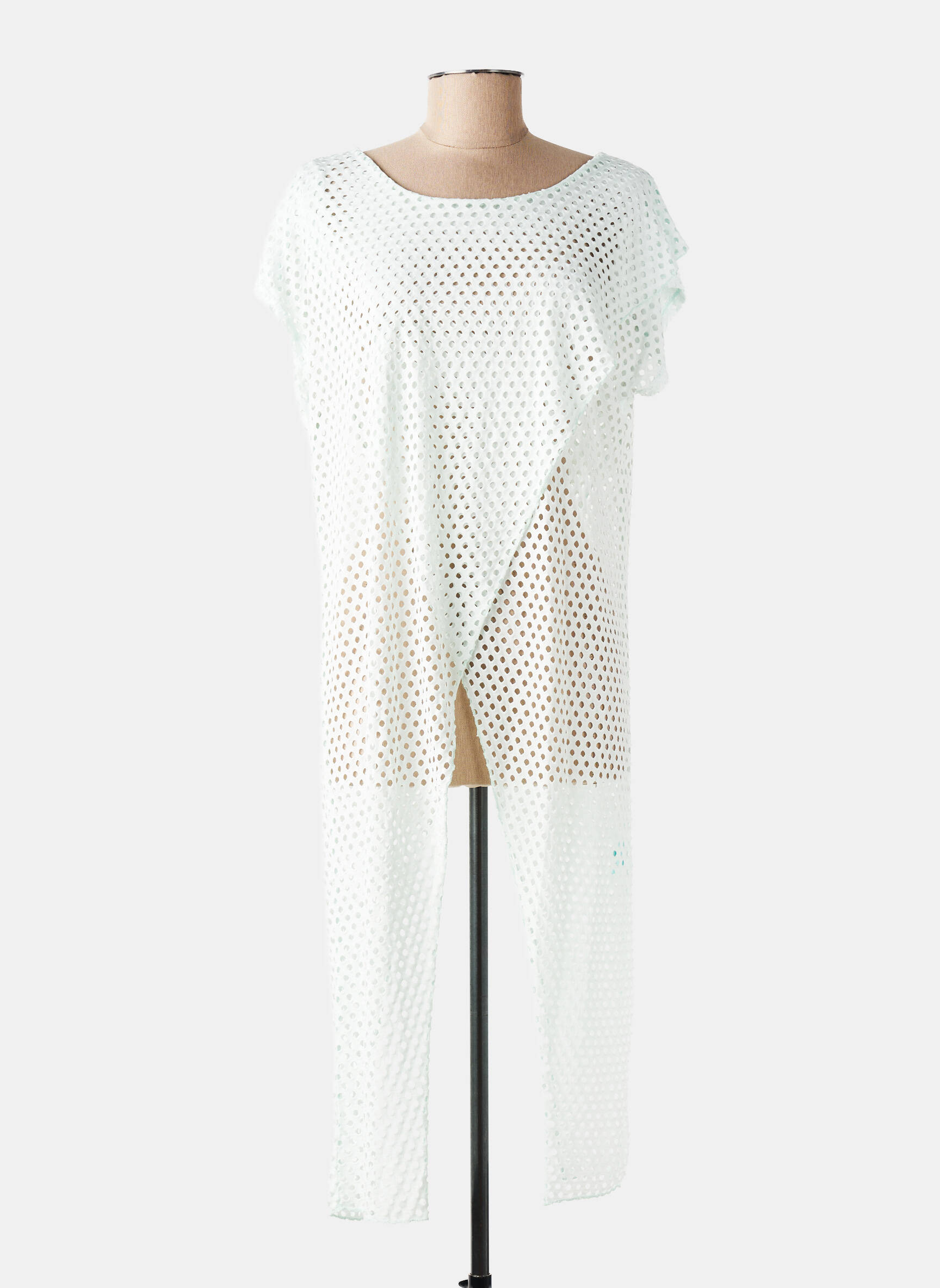Tunique manches courtes légère et transparente blanc NEW COLLECTION femme