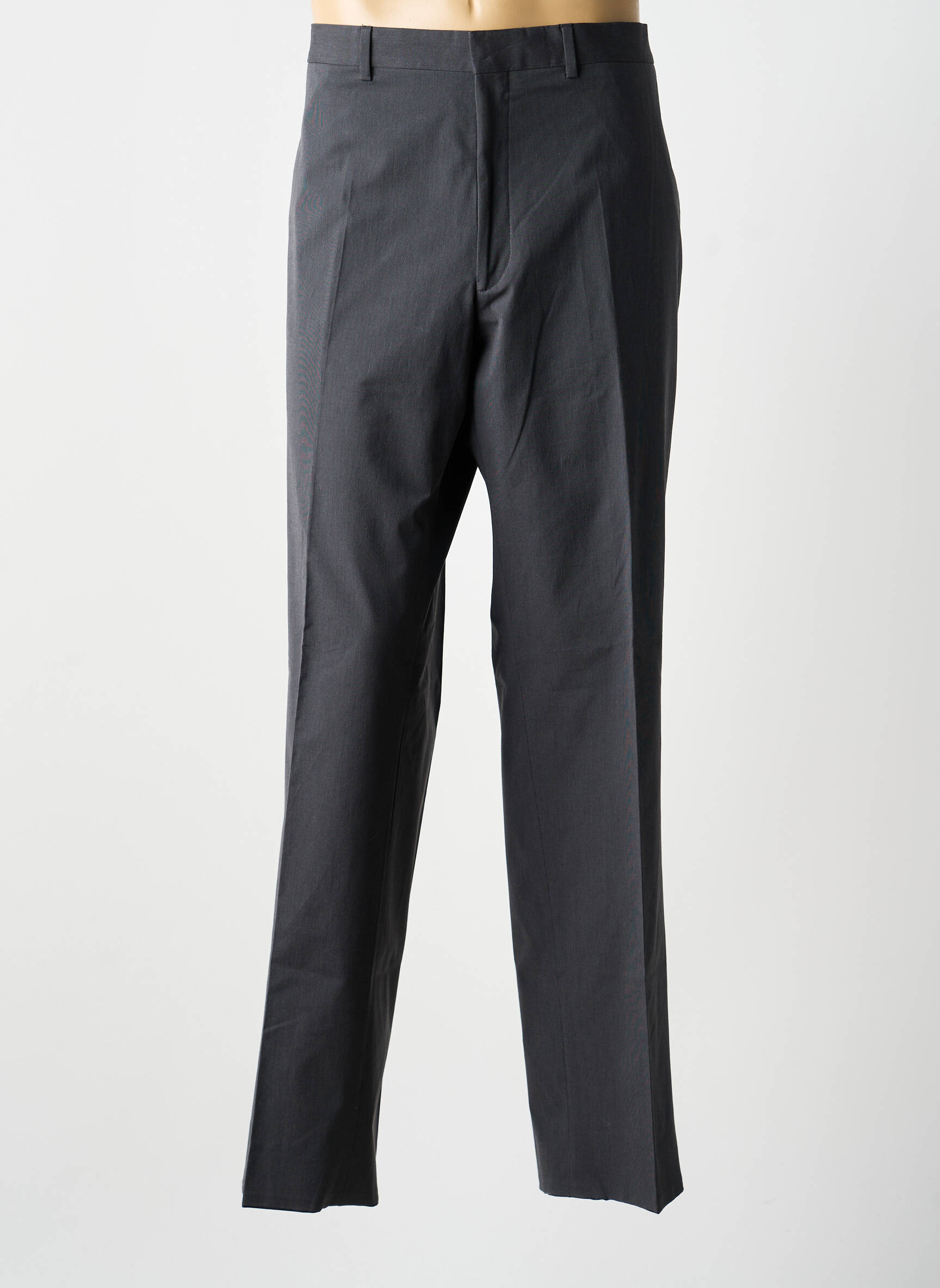 Pantalon droit fermeture zippée sous rabat avec crochet taille normale gris DANIEL HECHTER homme