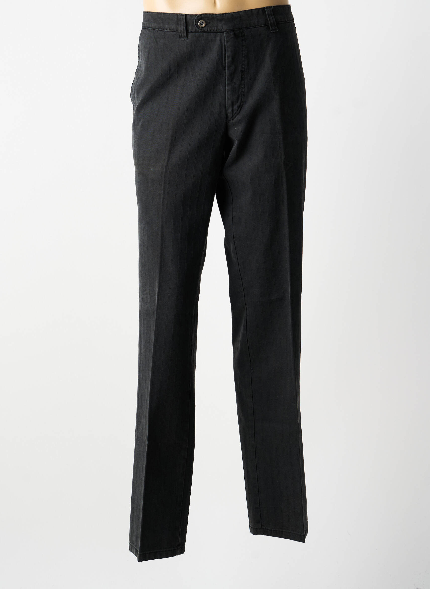 Pantalon droit tissage popeline taille normale noir LUIGI MORINI homme