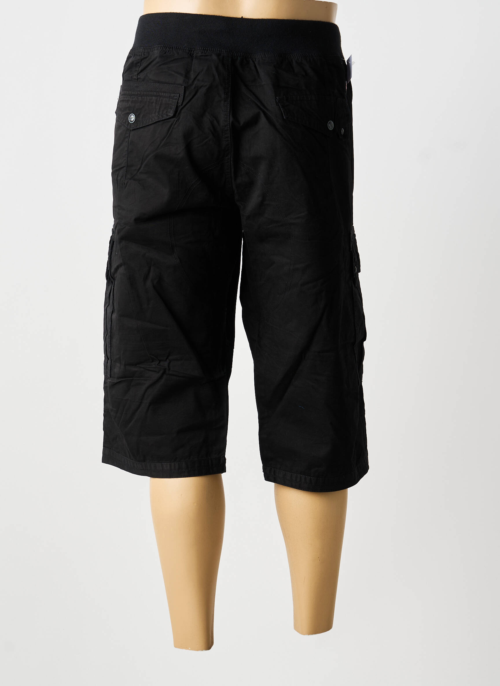 Bermuda taille élastique taille normale noir D555 homme