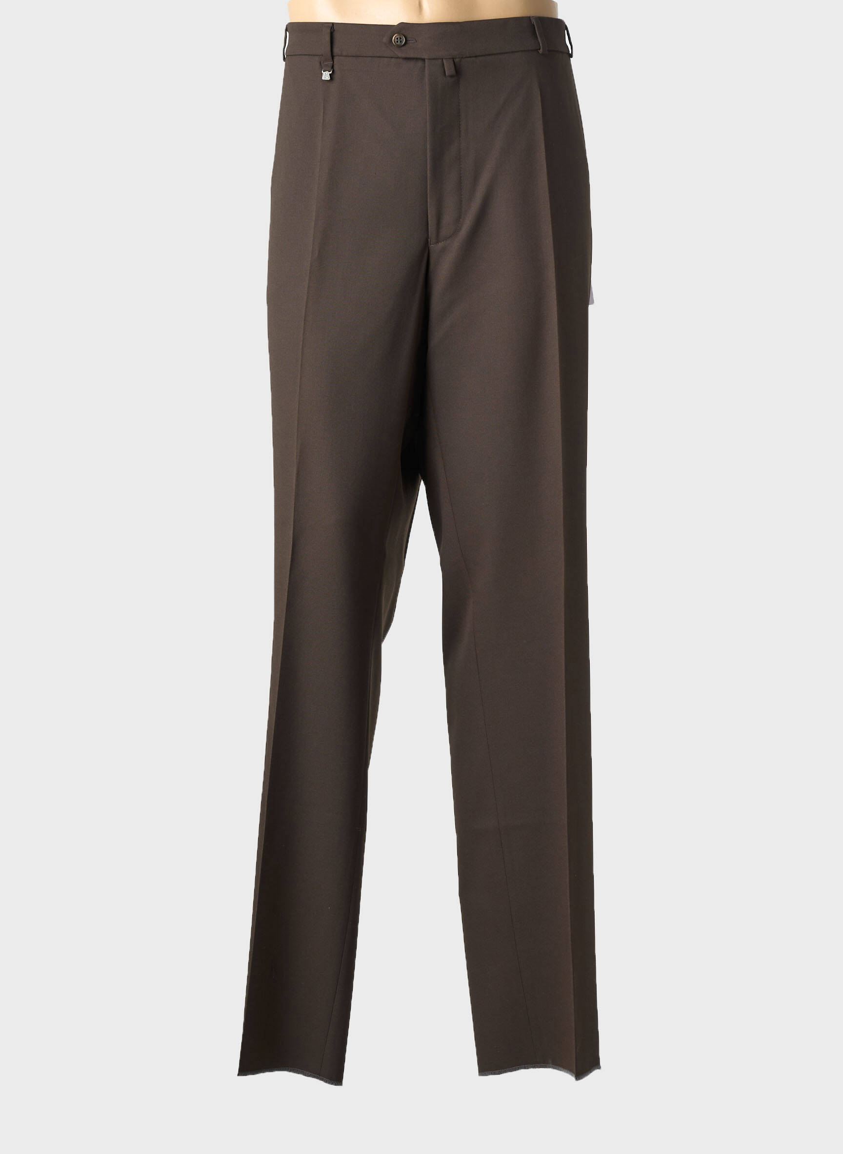 Pantalon droit taille à pinces taille normale marron KLOTZ homme