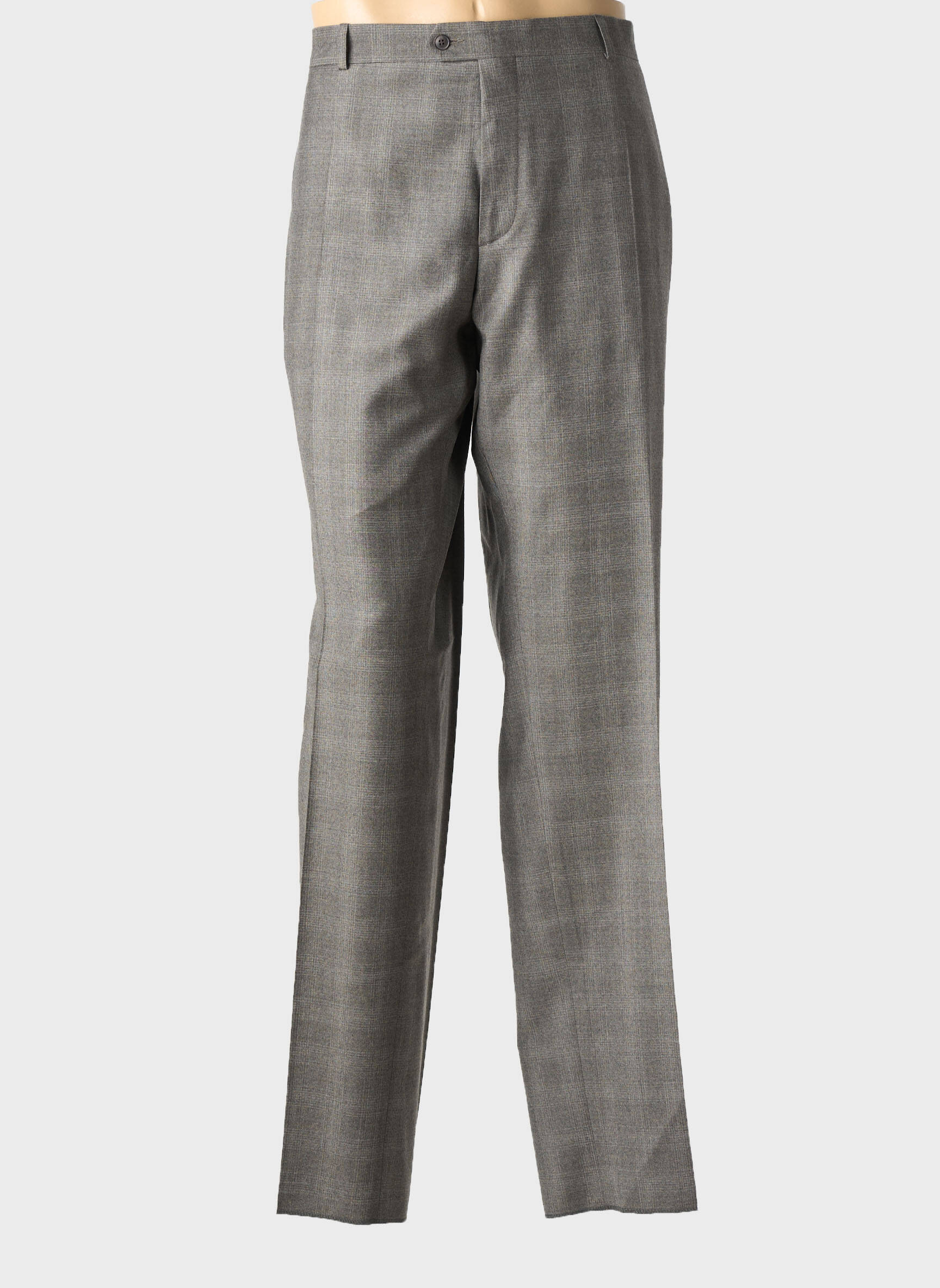Pantalon droit tissage chiné taille normale marron LUCAS DELLI homme