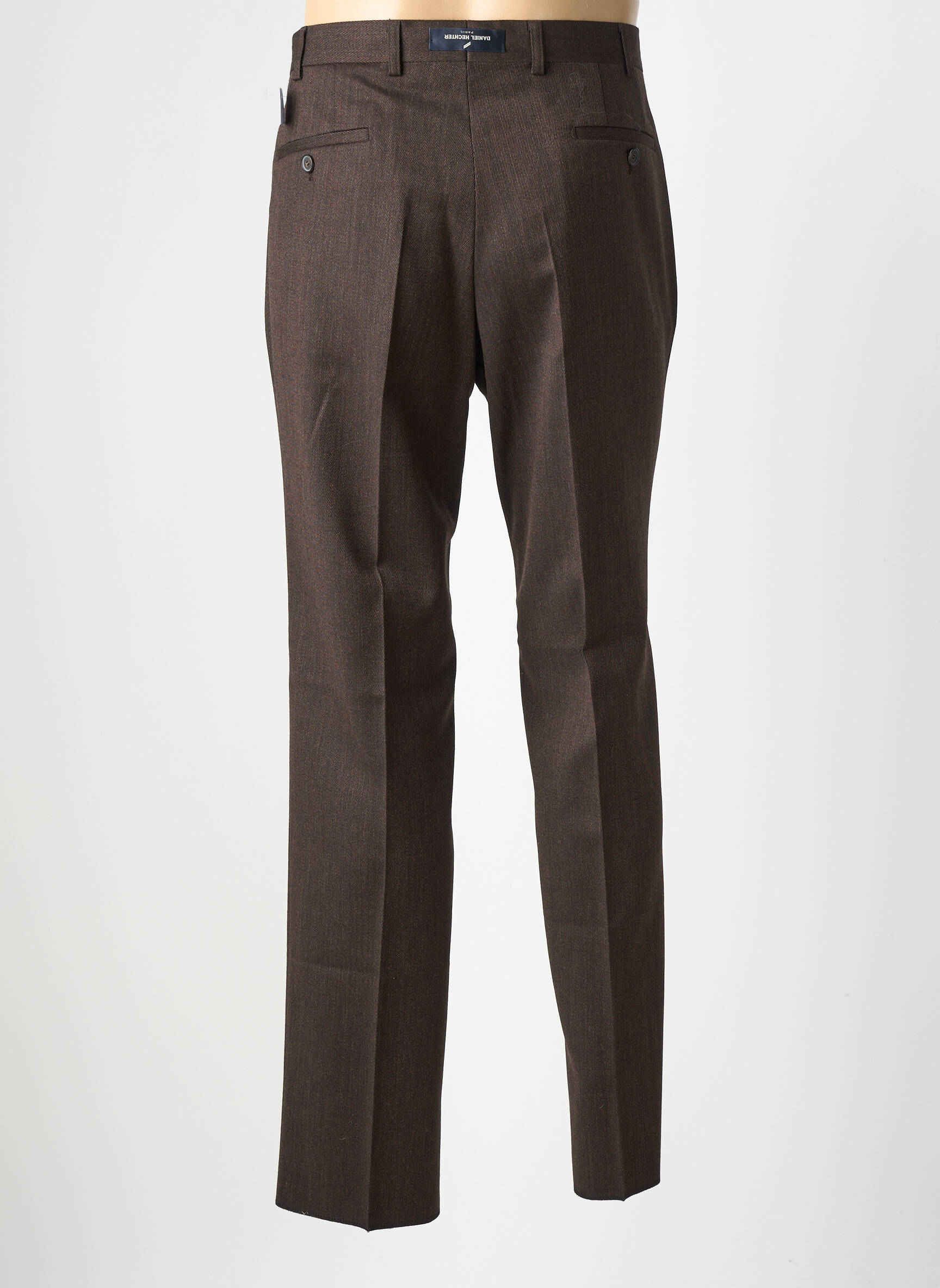 Pantalon droit tissage chiné taille normale marron DANIEL HECHTER homme