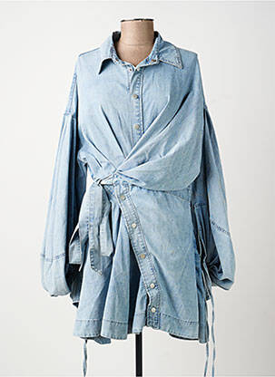 Robe courte manches longues manches longues bleu TRENDY QUEEN femme
