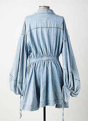 Robe courte manches longues manches longues bleu TRENDY QUEEN femme