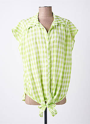 Chemisier tissage popeline manches courtes vert LES ACOLYTES femme