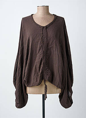 Top col rond manches longues marron FOR HER PARIS femme