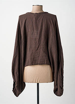 Top col rond manches longues marron FOR HER PARIS femme