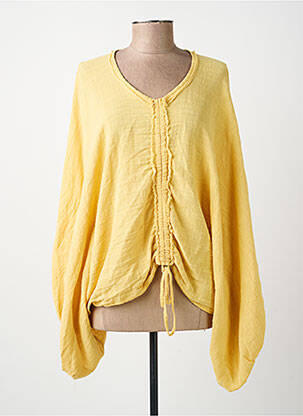 Top col rond manches longues jaune FOR HER PARIS femme