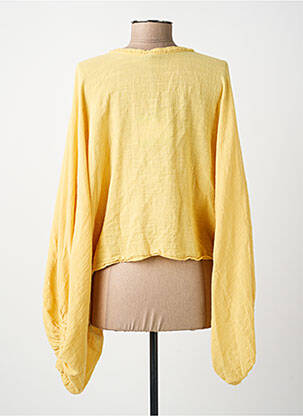 Top col rond manches longues jaune FOR HER PARIS femme