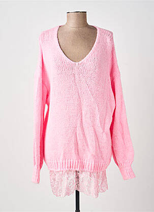 Pull coupe droite manches longues rose MADE IN ITALY femme
