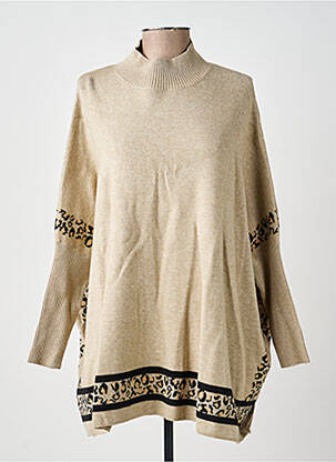 Pull coupe droite manches longues beige EXQUISS'S femme