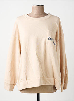 Sweat-shirt sérigraphie floquée manches longues beige WIYA femme