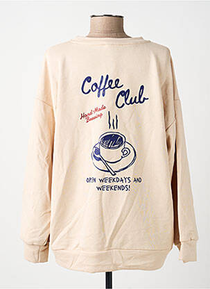 Sweat-shirt sérigraphie floquée manches longues beige WIYA femme