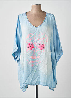 Tunique manches courtes col v bleu NEW COLLECTION femme