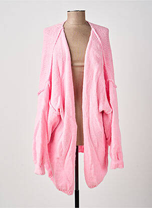 Gilet manches longues maille tricot rose TRICOT STATION femme