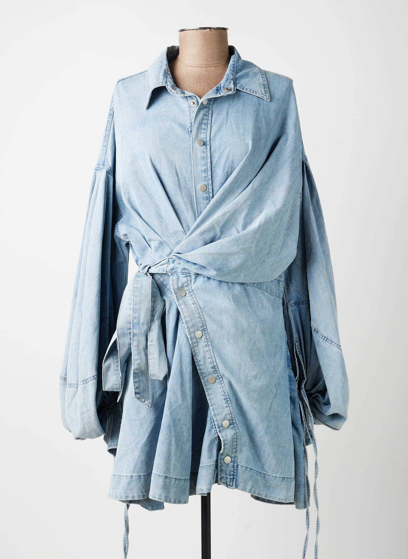 Robe courte manches longues manches longues bleu TRENDY QUEEN femme