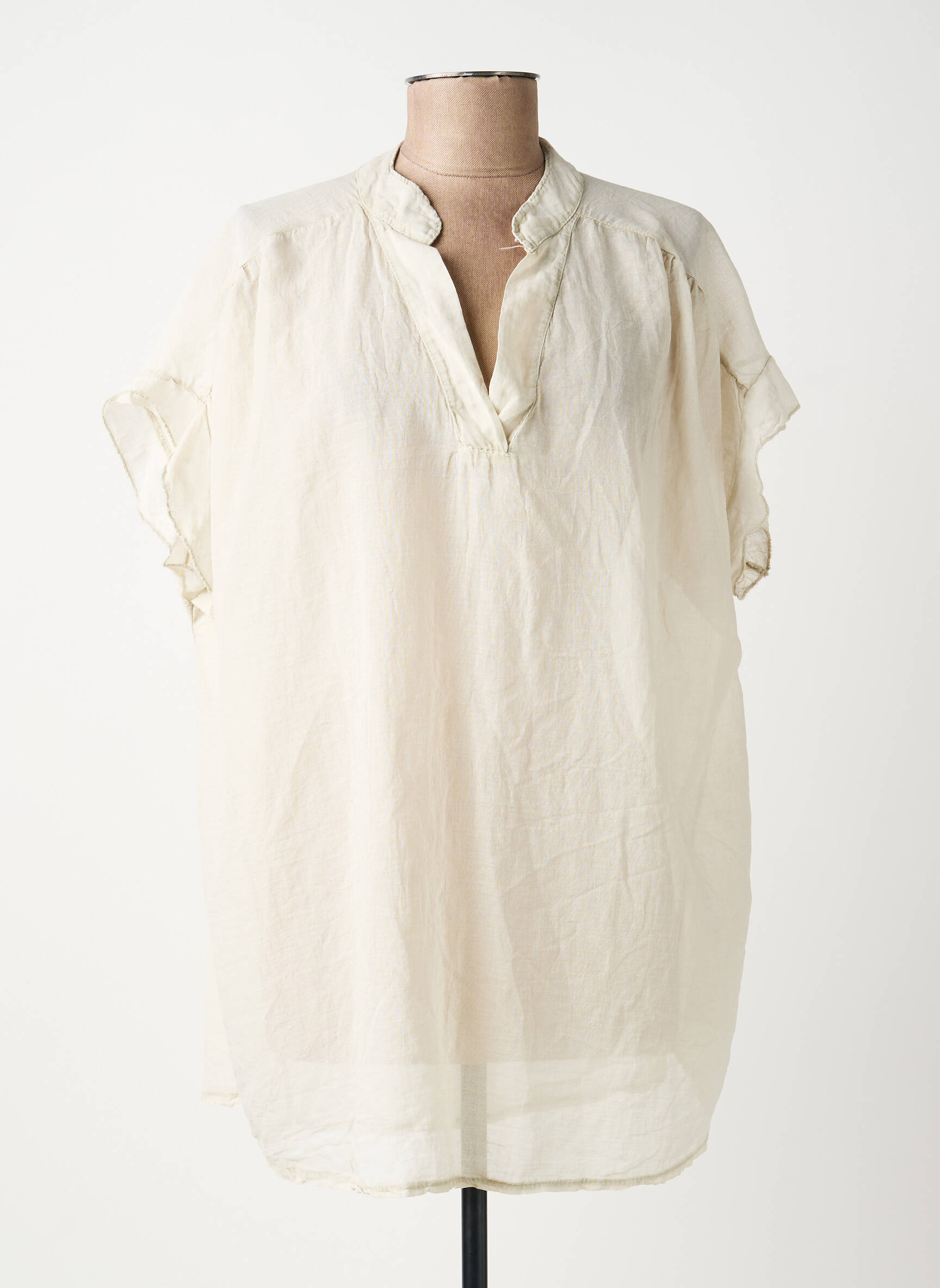 Tunique manches courtes légère et transparente beige SISSI FASHION femme