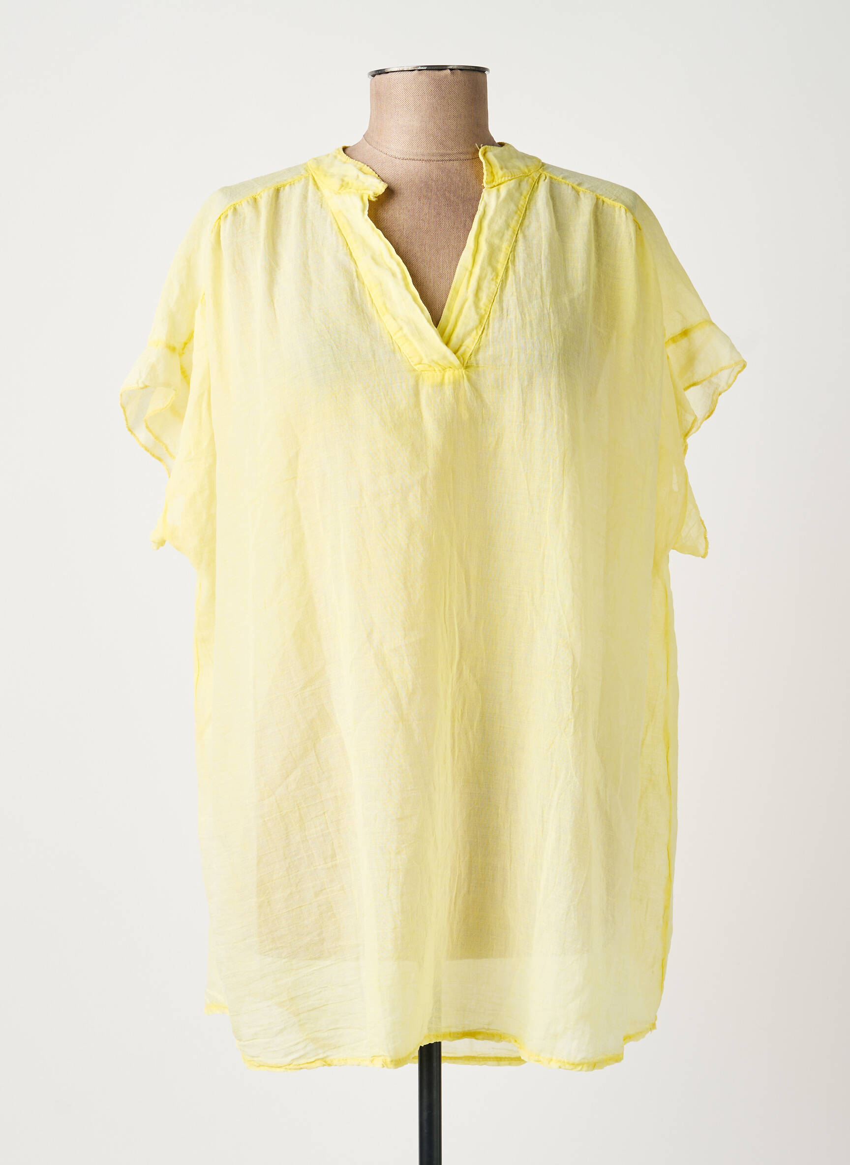 Tunique manches courtes légère et transparente jaune SISSI FASHION femme