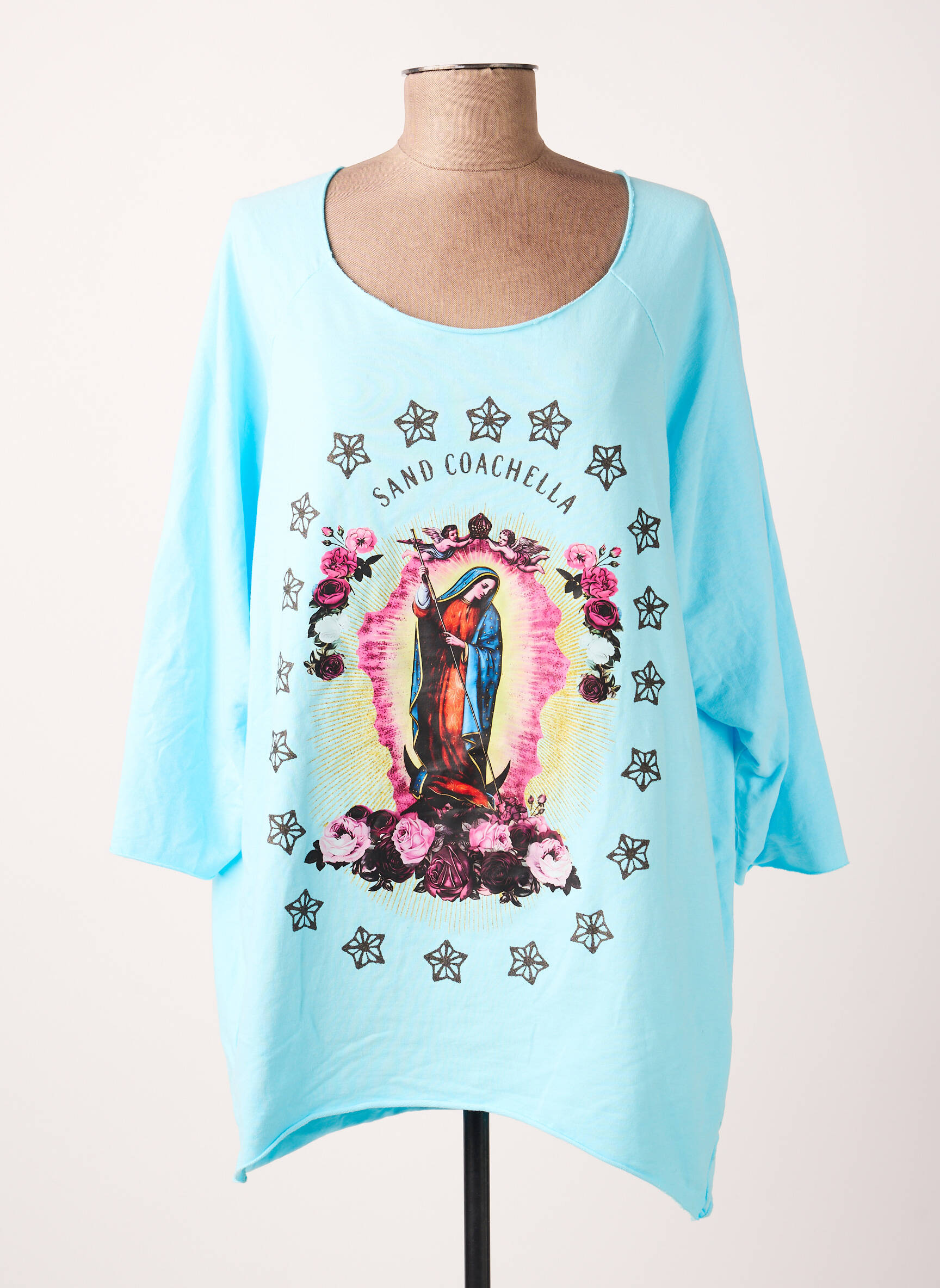 T-shirt manches 3/4 manches 3/4 bleu B2B BY SANDCO femme