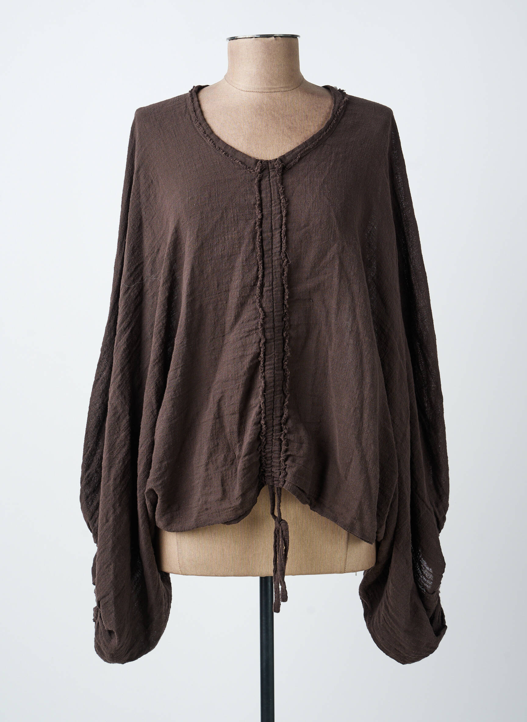 Top col rond manches longues marron FOR HER PARIS femme