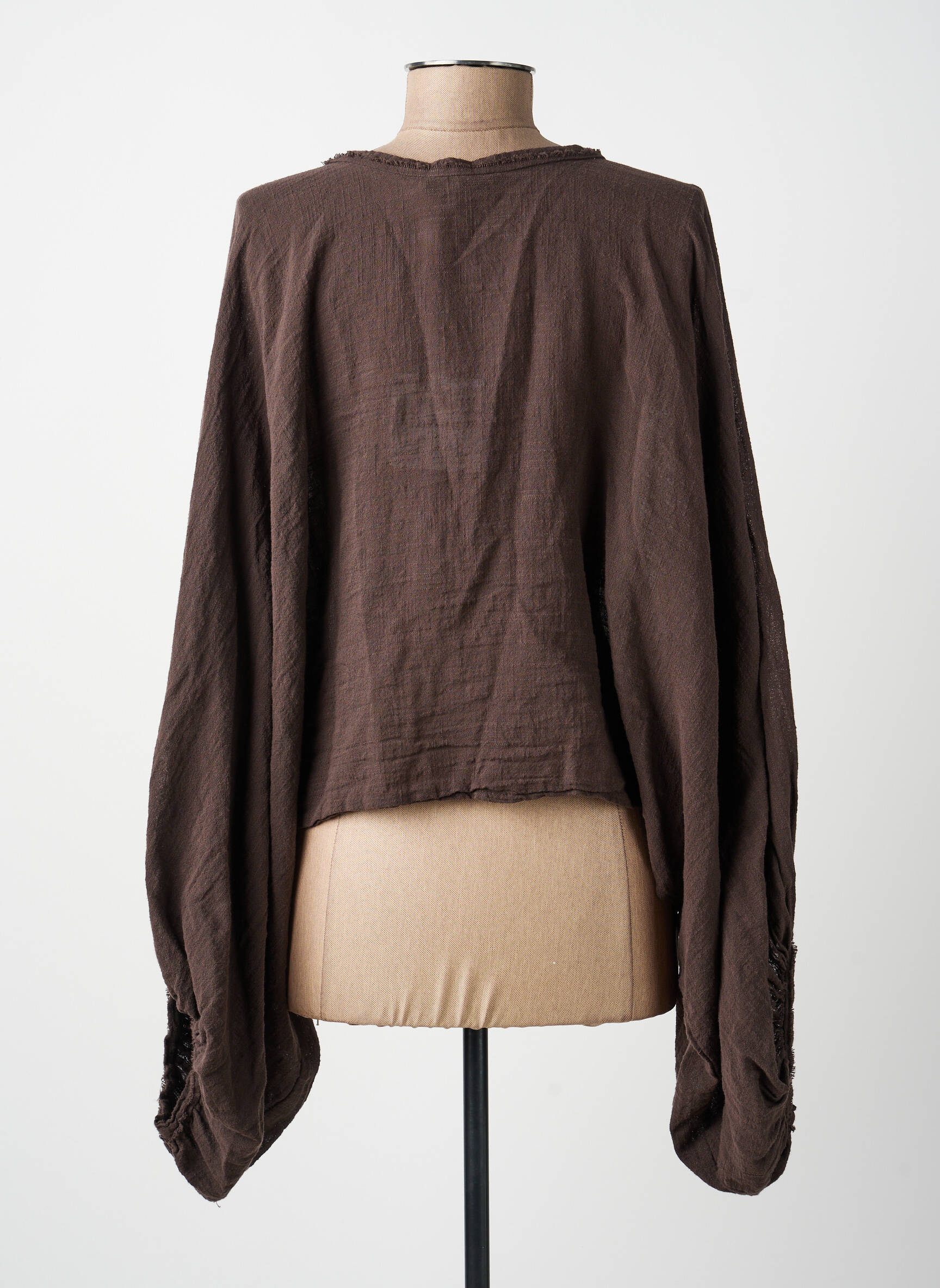 Top col rond manches longues marron FOR HER PARIS femme