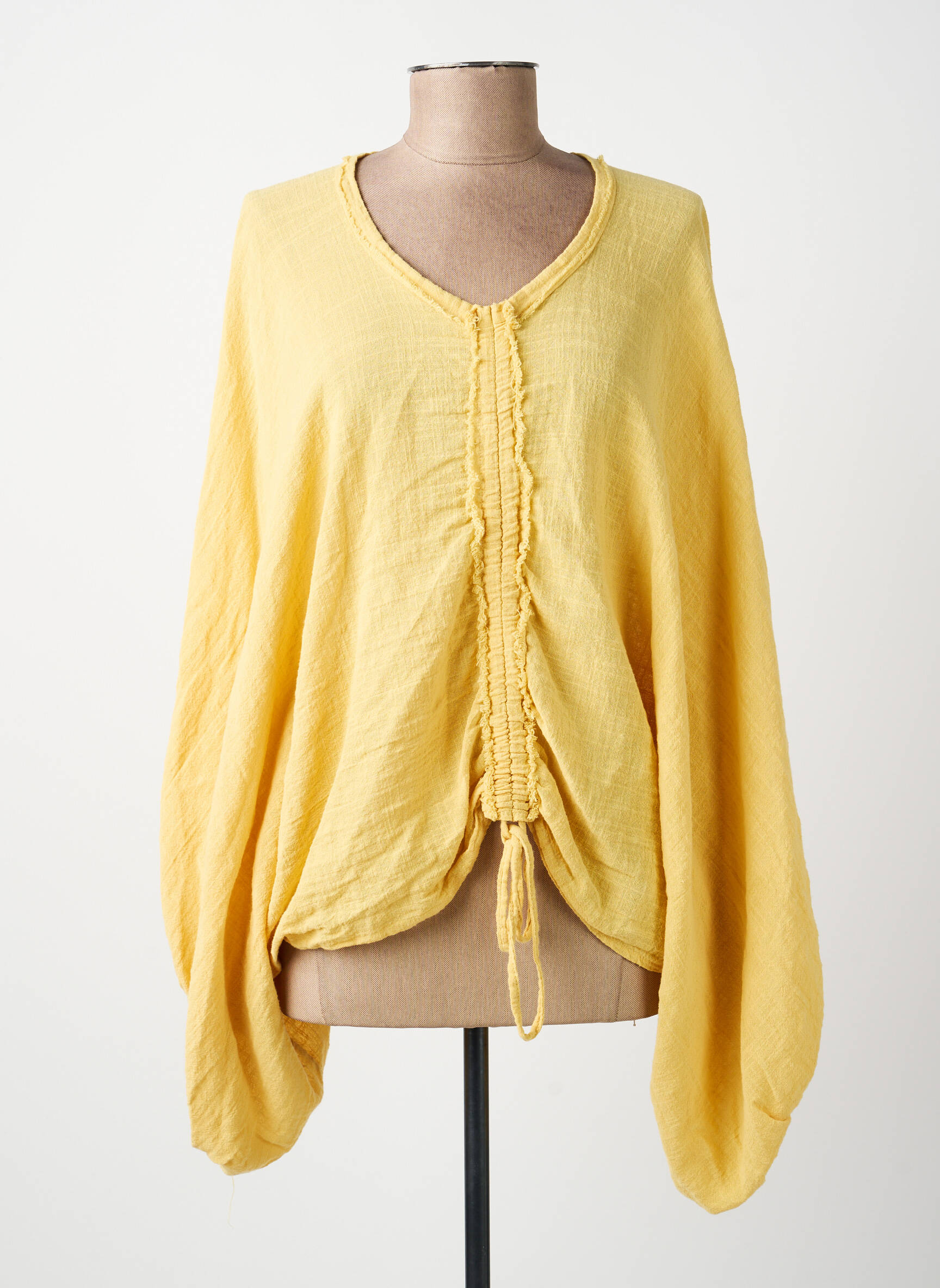 Top col rond manches longues jaune FOR HER PARIS femme