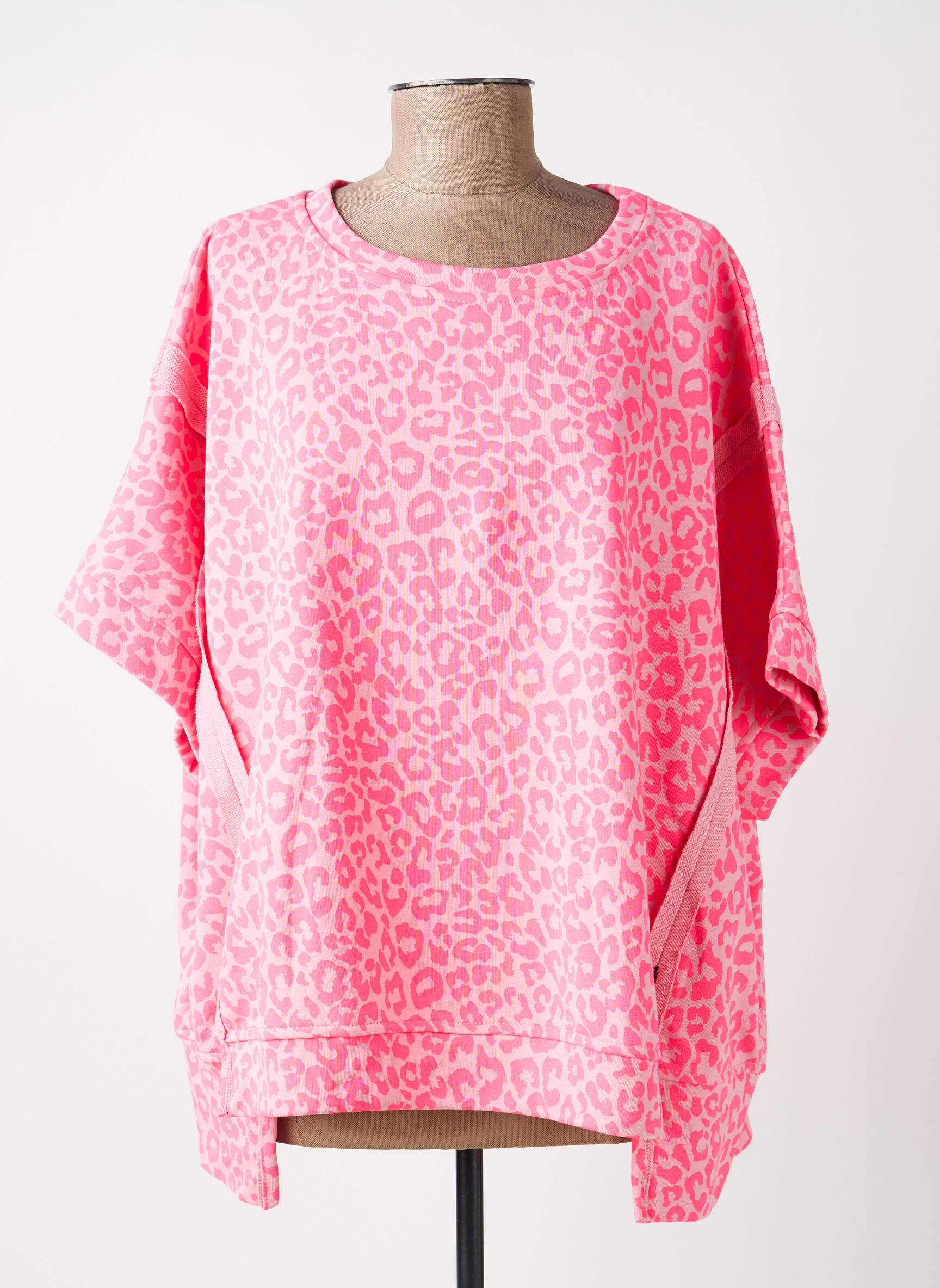 Top manches courtes manches courtes rose MADE IN ITALY femme