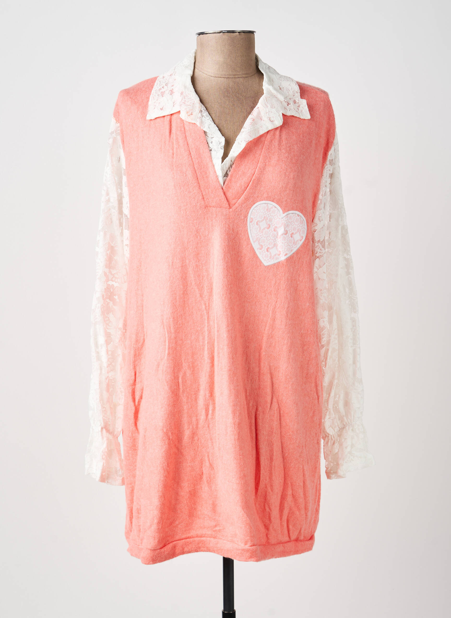 Tunique manches longues col chemisier rose NEW COLLECTION femme