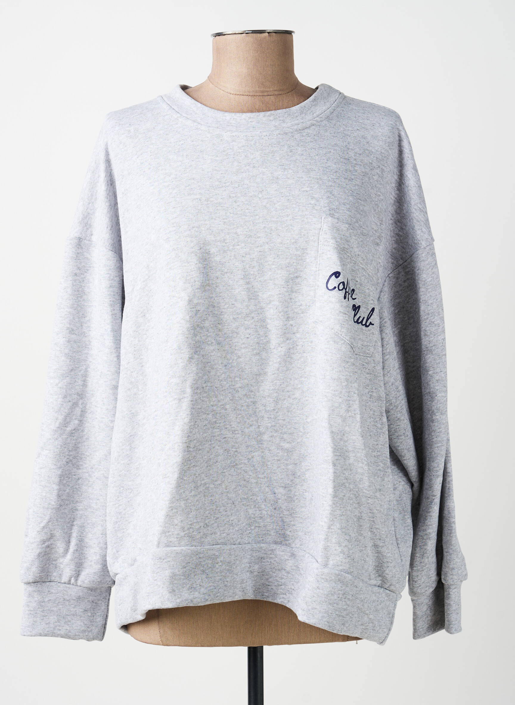 Sweat-shirt sérigraphie floquée manches longues gris WIYA femme