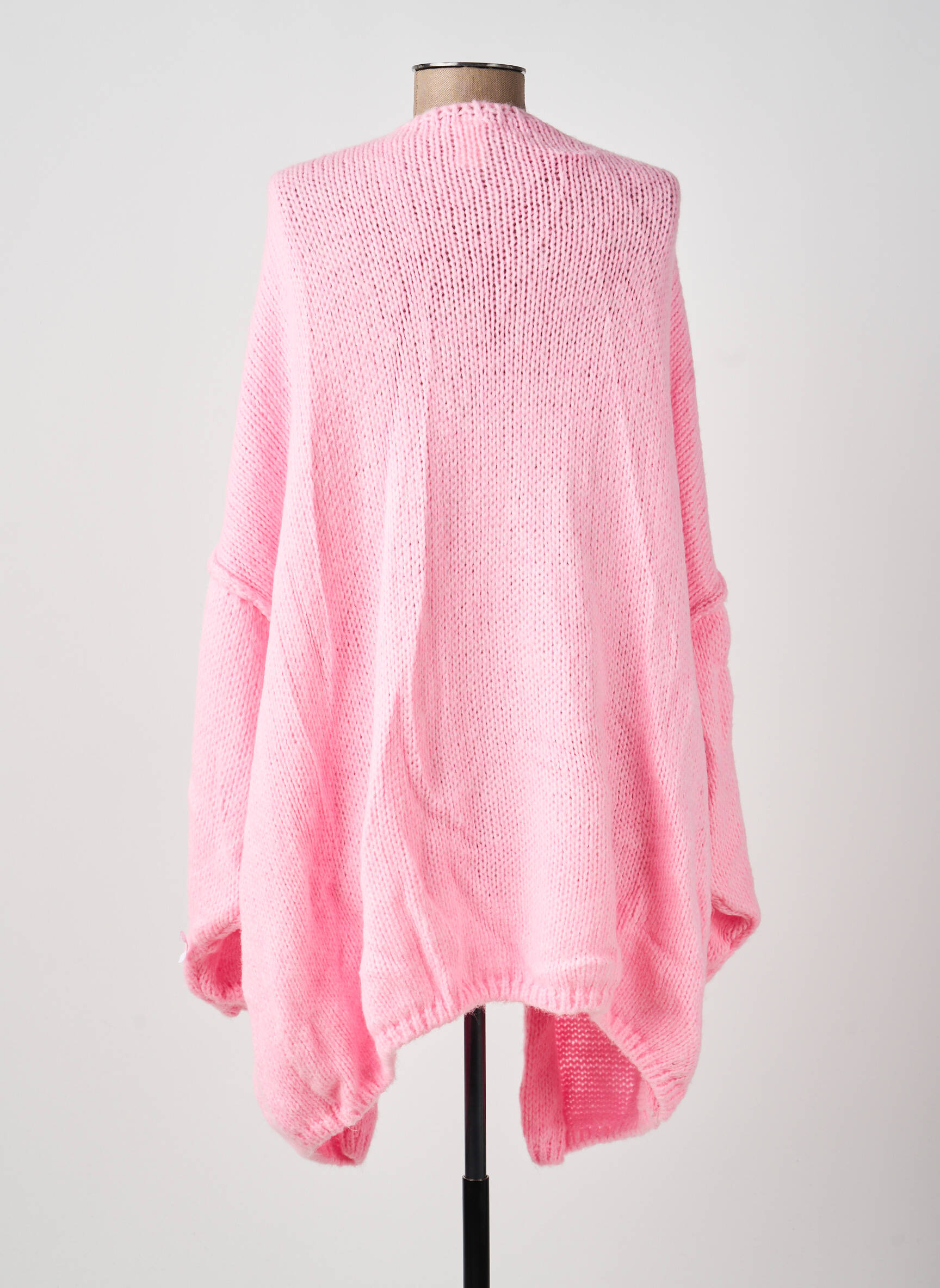 Gilet manches longues maille tricot rose TRICOT STATION femme