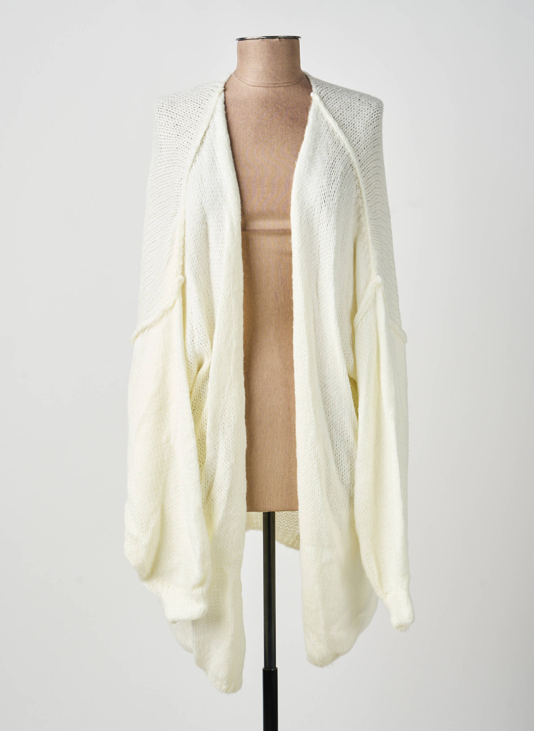 Gilet manches longues maille tricot blanc TRICOT STATION femme