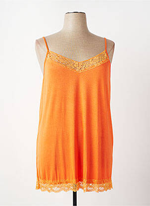 Top stretch fines bretelles orange E&F femme