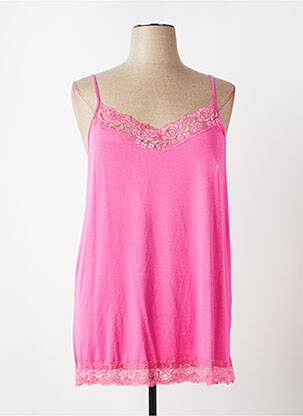 Top stretch fines bretelles rose E&F femme