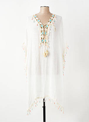 Robe de plage fermeture liens à nouer blanc C'MELODIE femme