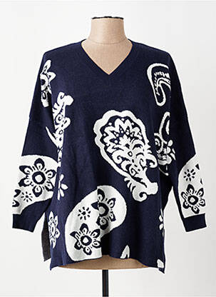 Pull coupe droite manches longues bleu ZAYLA femme