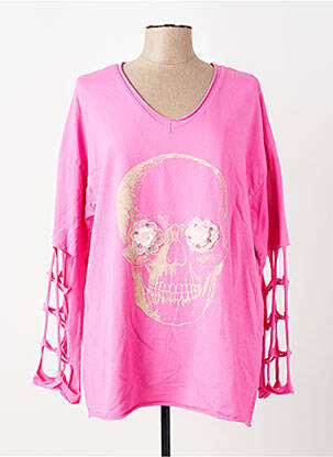 Top stretch manches longues rose E&F femme