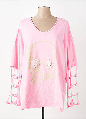 Top stretch manches longues rose clair E&F femme