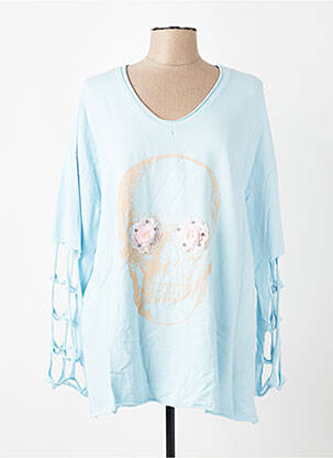 Top stretch manches longues bleu E&F femme