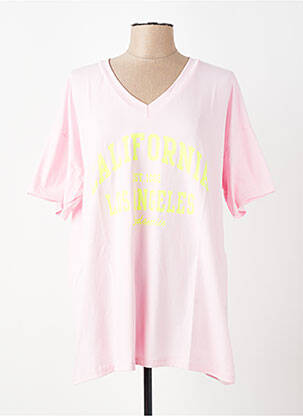 T-shirt coupe droite manches courtes rose E&F femme