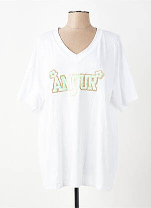 T-shirt coupe droite manches courtes blanc E&F femme