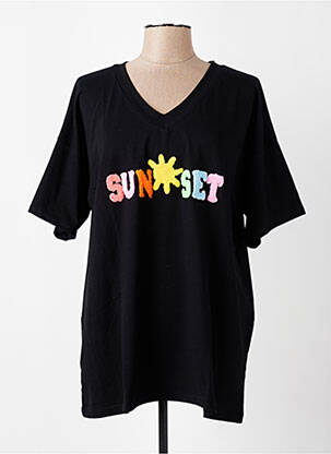 T-shirt coupe droite manches courtes noir E&F femme