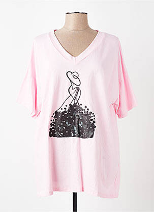 T-shirt coupe droite manches courtes rose E&F femme